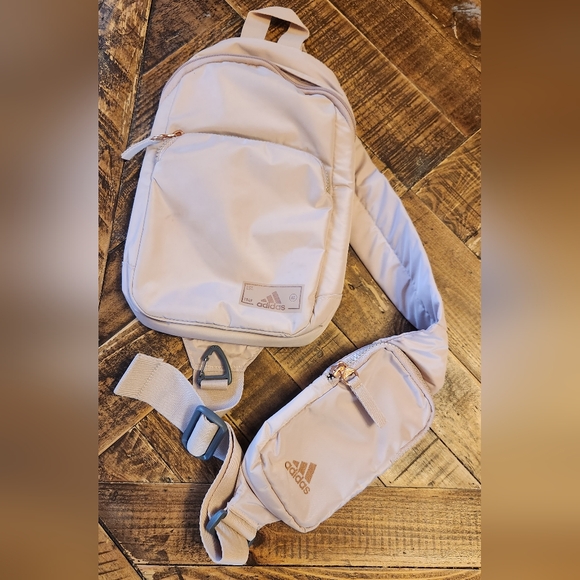 Adidas Essentials Sling Crossbody Bag Beige Pink - Picture 5 of 15
